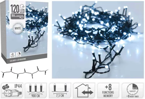 (Karácsony) Égősor 120 LED Fehér Kültéri AX8450120 (16/#)