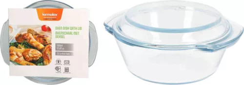 Hőálló Üvegtál Fedővel 1000ml GL1000010 (12/#)