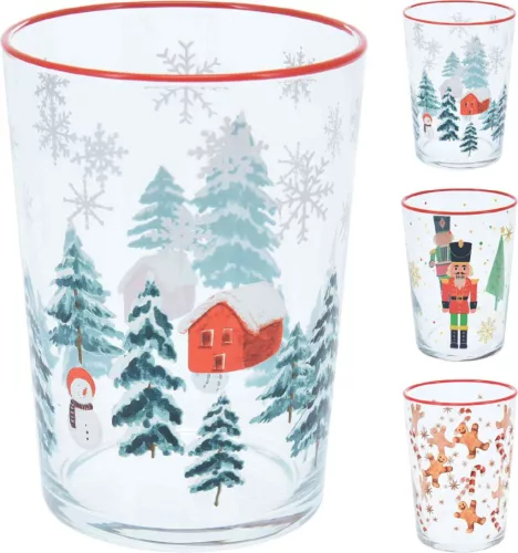 (Karácsony) Pohár Üveg Vizes Dekoros 510ml 46000490 (6/gy_24/#)