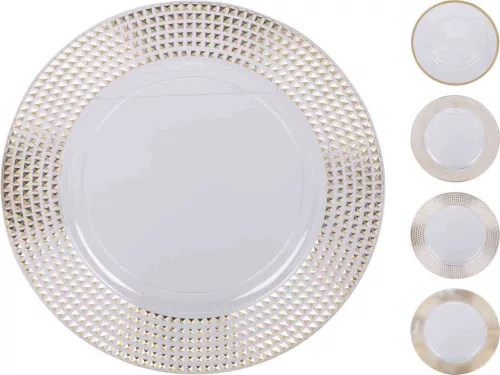 Tányér Fehér - Arany 33cm AKX101370 (48/#)