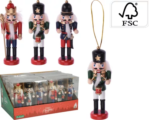 (Karácsony) Függő Dekoráció Diótörő 12cm 3 Darabos GR9121110 (8/gy_24/#)
