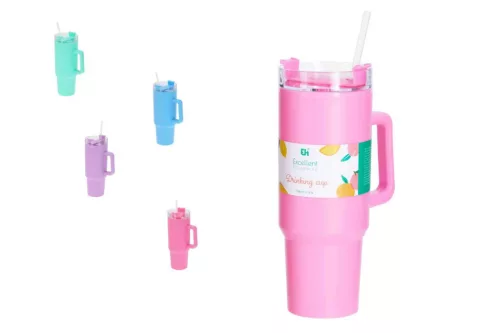 Kulacs Pohár Fogantyúval és Szívószállal Műanyag 1200ml 101004440 (12/#)