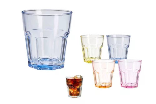 Pohár Üveg Vizes Színes 300ml 4 Darabos YE5000600 (12/#)