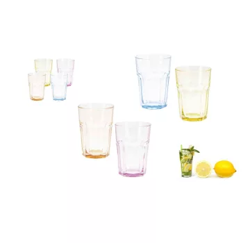 Pohár Üveg Vizes Színes 360ml 4 Darabos YE5000610 (6/#)