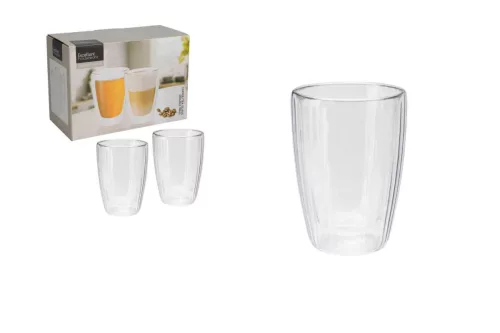 Pohár Üveg Duplafalú Kávés/ Teás 350ml 2 Darabos CD1200250 (12/gy_24/#)