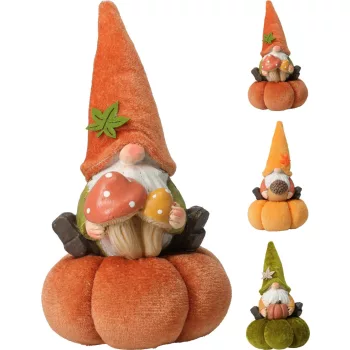   Törpe Figura Tök Dekorációval 20cm AJC010230 (12/gy_24/#)