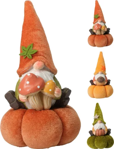 Törpe Figura Tök Dekorációval 20cm AJC010230 (12/gy_24/#)