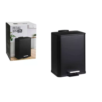   Pedálos Szemetes Szögletes Fém 20 Literes Fekete C80654380 (2/#)