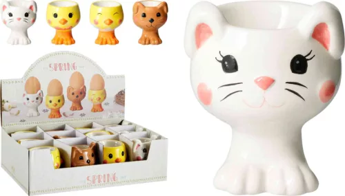 Tojástartó Porcelán Állat Dekoros 7,3*6,8*7,8cm PLX000590 (12/gy_48/#)
