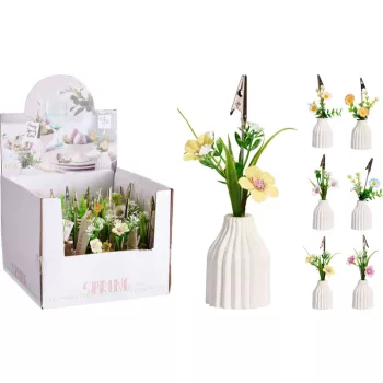   Ajándékkártya Csíptető Virággal 15,5cm GR8001660 (16/gy_32/#)