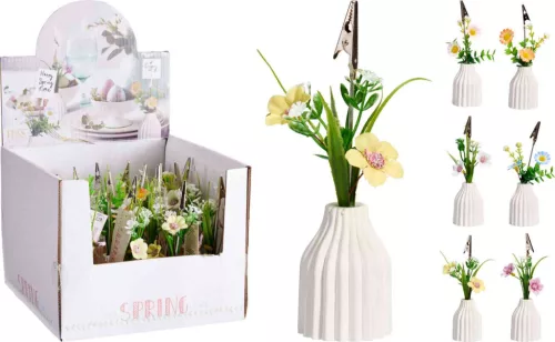 Ajándékkártya Csíptető Virággal 15,5cm GR8001660 (16/gy_32/#)