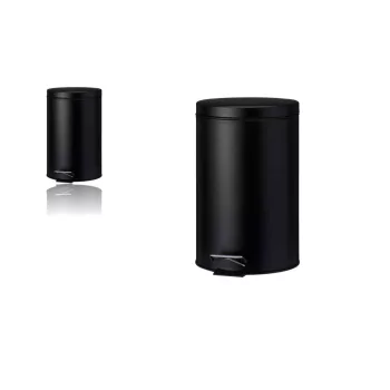   Pedálos Szemetes Kerek Fém 12 Literes D25*H41cm Fekete C88000150 (4/#)