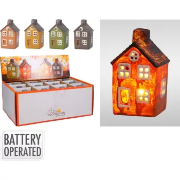 Házikó Dekoráció LED 6*6*11cm AJC010410 (12/gy_24/#)