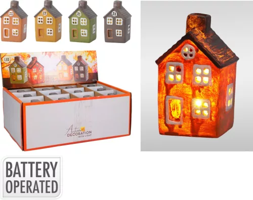 Házikó Dekoráció LED 6*6*11cm AJC010410 (12/gy_24/#)